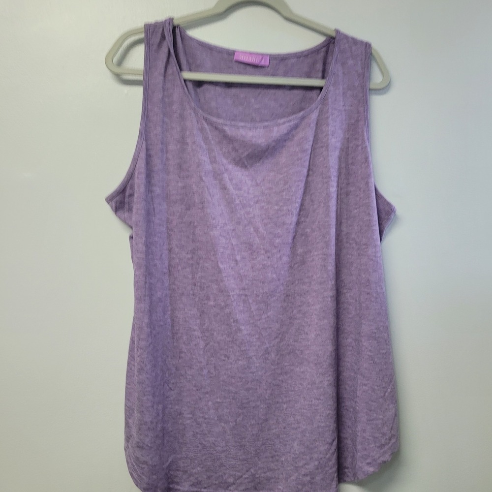Moshu Womens 2XL Purple Space Dye Sleeveless Tank Top Casual Scoop Neck
